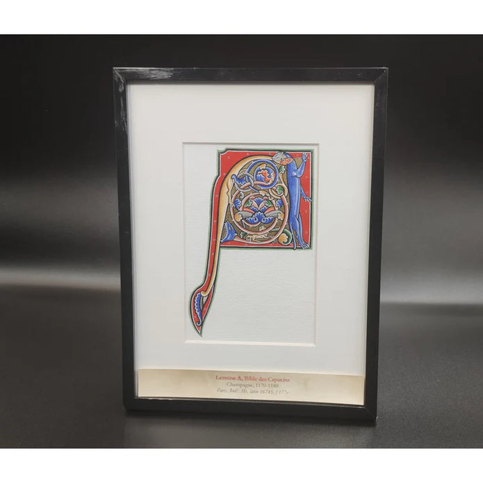 Lettrine A, Bible des Capucins, sur papier de haute qualité, feuille d'or 24 cts