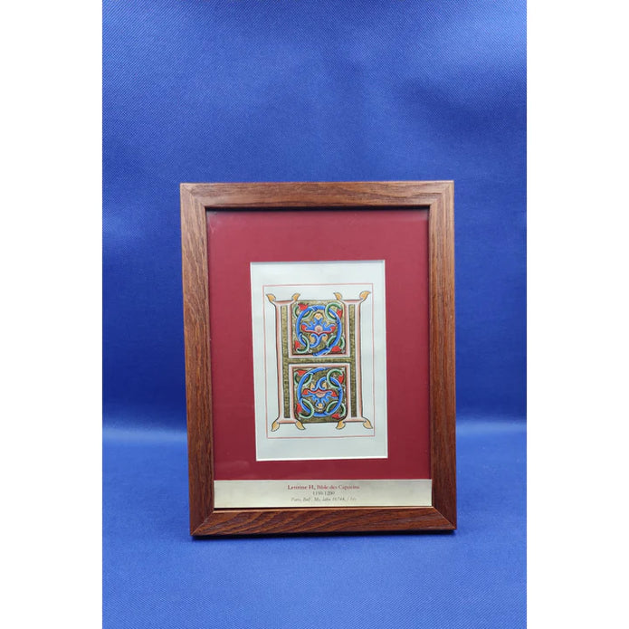 Lettrine H, Bible des Capucins, sur papier de haute qualité, feuilles d'or 24 cts