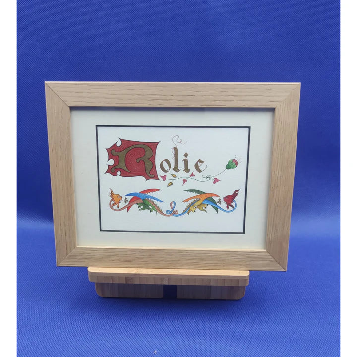 Gift idea, Illuminated first name on high quality paper, 24 ct gold leaf, B5 format