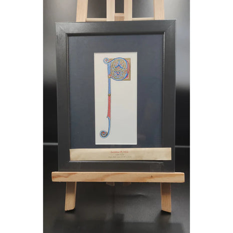 Lettrine P, Bible du XII Siècle, sur papier de haute qualité, feuille d'or 24 cts