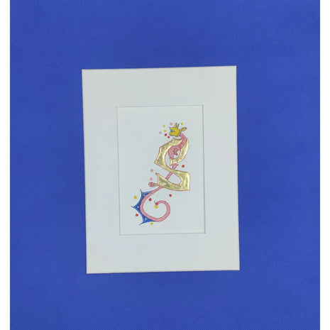 Lettrine S feuilles d'or 24 carats sur papier haute qualité