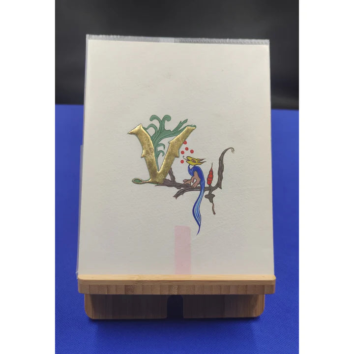 Initial V 24 carat gold leaf on high quality Gesso paper