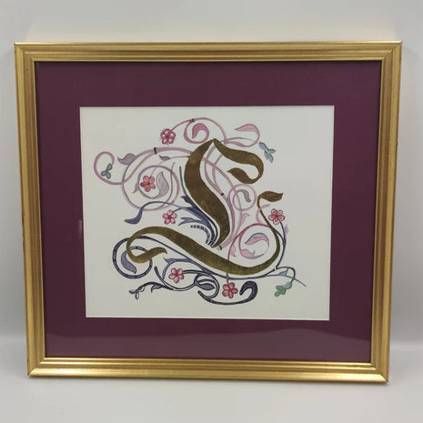 Lettre S en feuille d'or 24 carats sur papier de haute qualité