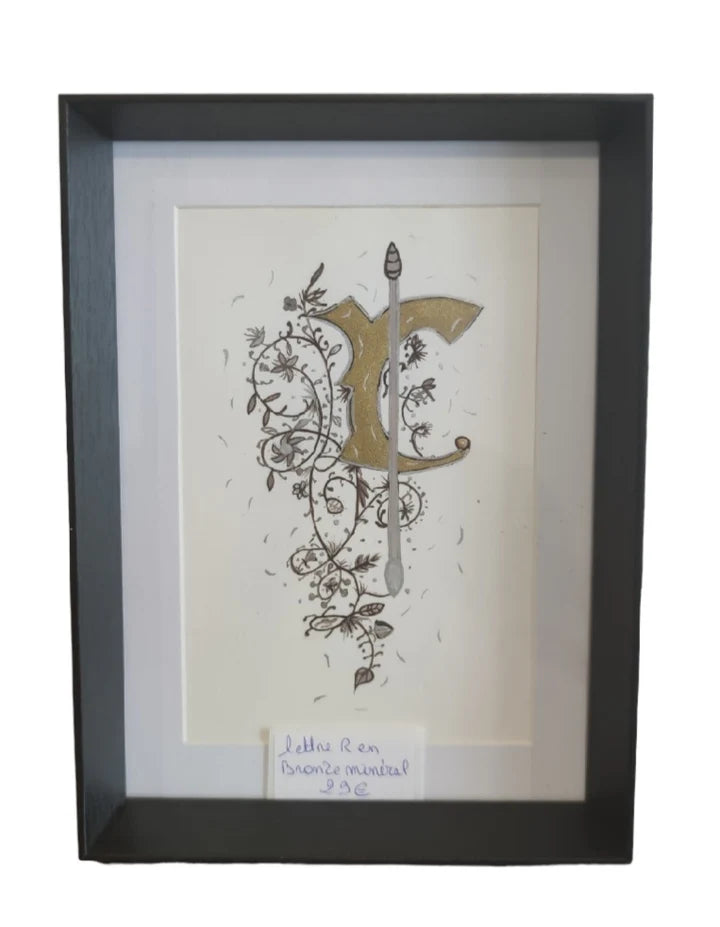 Lettre R avec feuilles d'or 24 carats