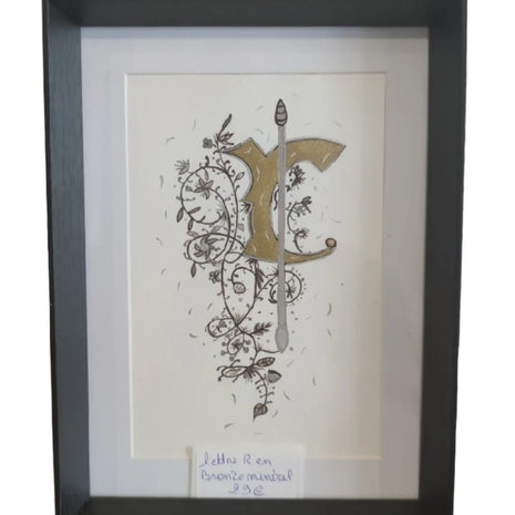 Lettre R avec feuilles d'or 24 carats