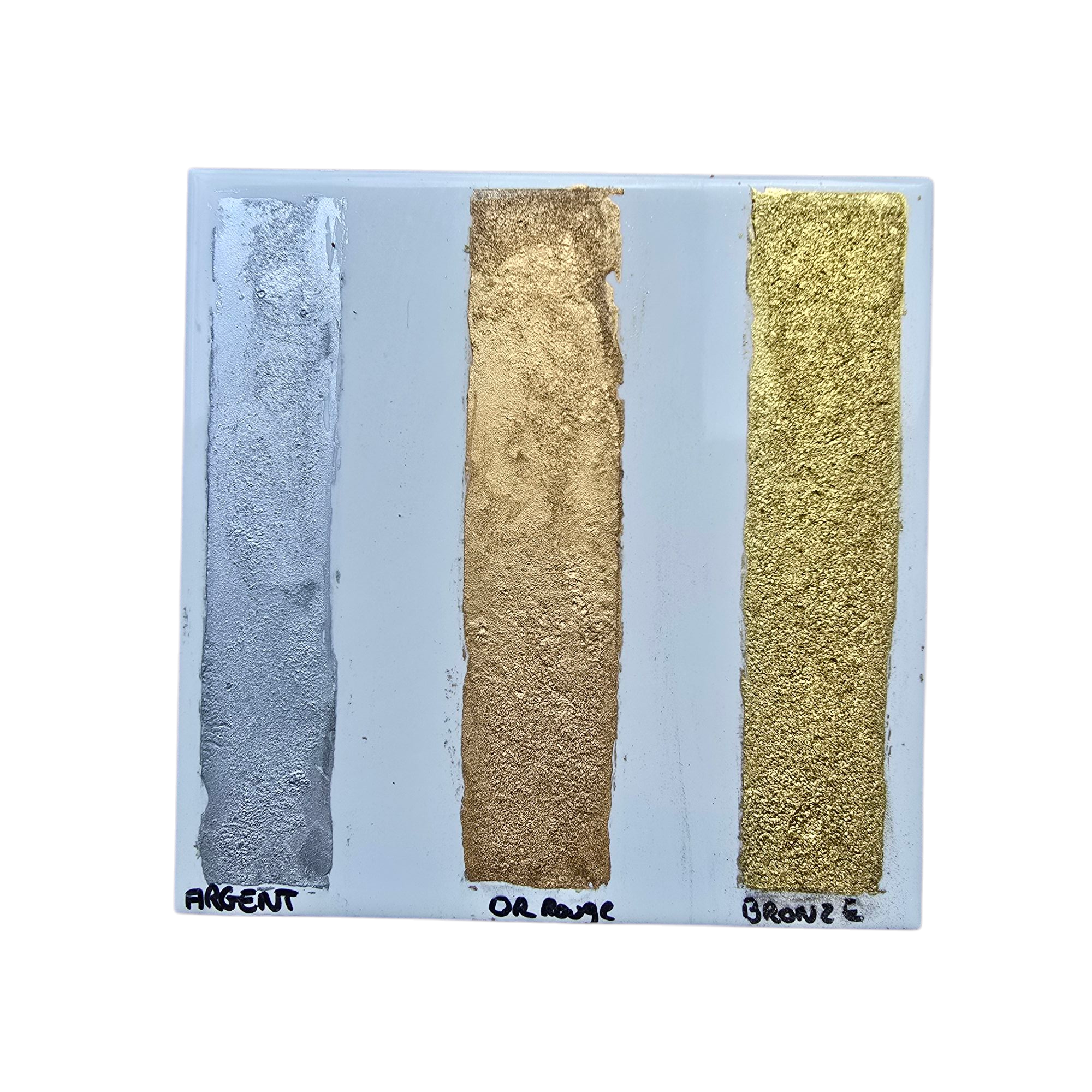Ref: 0042 Kit d'Enluminure avec 3 pigments de couleurs, Argent, Or et Bronze