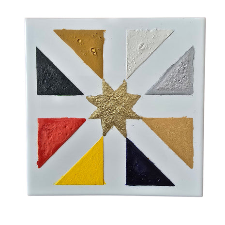 Ref : 0041  Kit d'Enluminure avec 9 pigments de couleurs, 2 métaux Or, Argent