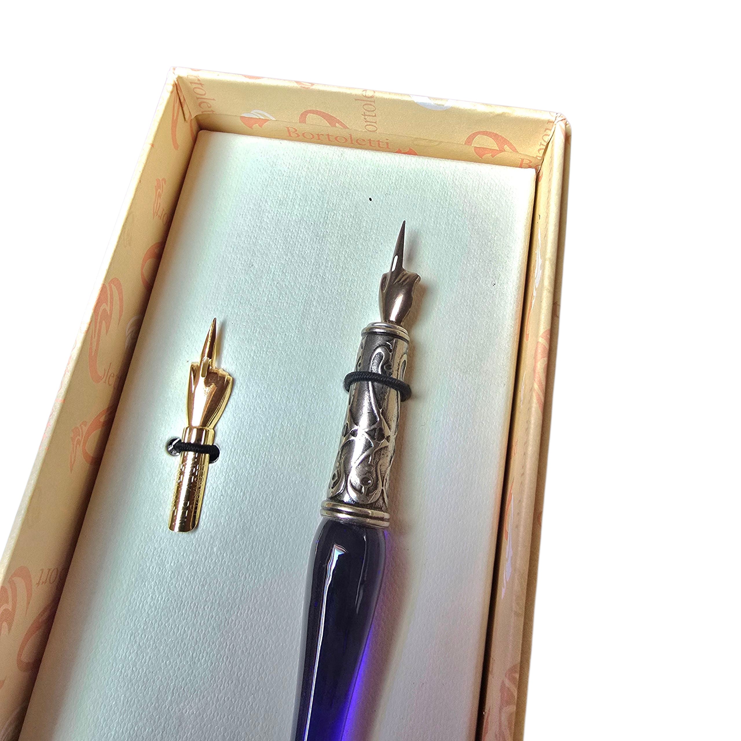 Ref: 140-3 Plain Murano glass pen holder with crystal nib 