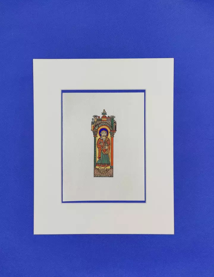 Lettre I d'or minéral 24 carats sur parchemin de chèvre