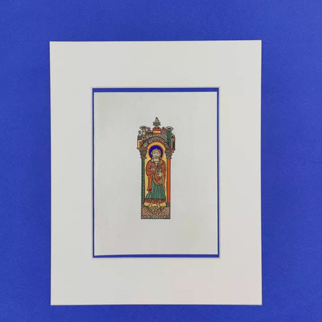 Lettre I d'or minéral 24 carats sur parchemin de chèvre