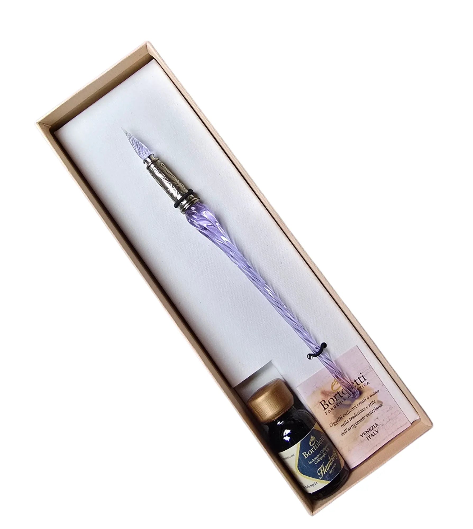 Ref: 140-1 Twisted Murano glass pen holder with crystal nib in several shades 