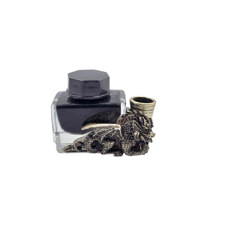 Ref : 0000895  encrier "Dragon" avec support  étain et bouchon bakélite