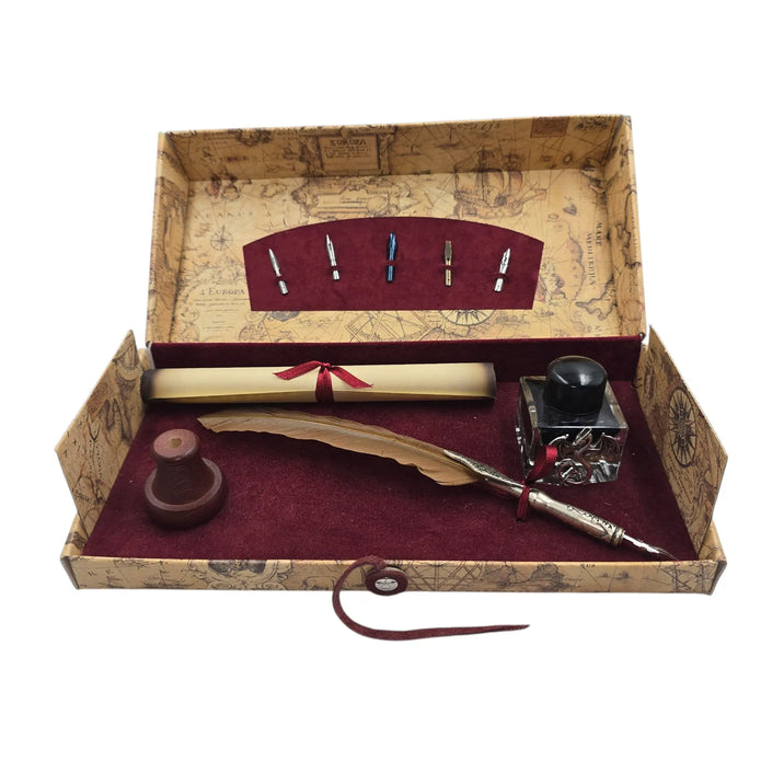 Ref: 0000452  Coffret plume d'oie marron orné d'un parement