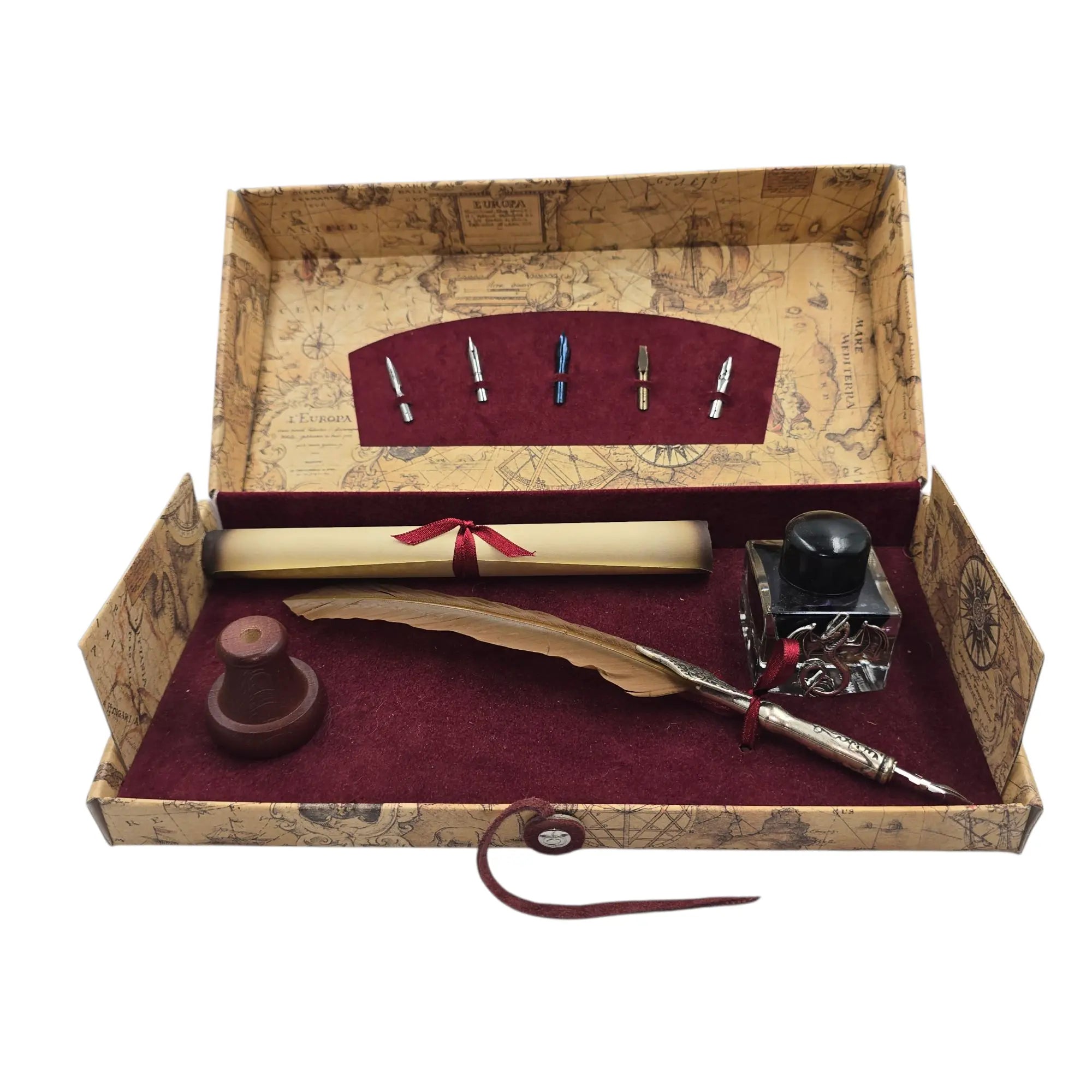 Ref: 0000452  Coffret plume d'oie marron orné d'un parement