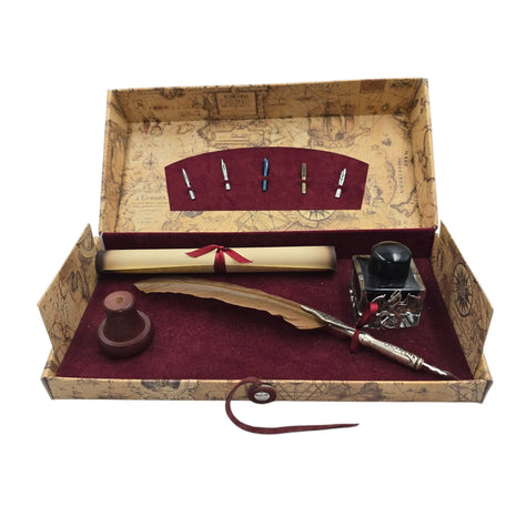 Ref: 0000452  Coffret plume d'oie marron orné d'un parement