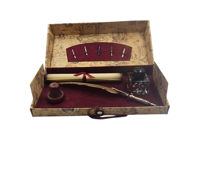 Ref: 0000452  Coffret plume d'oie marron orné d'un parement