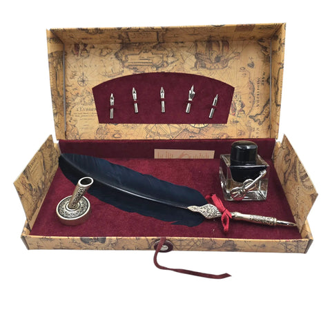 Ref: 0000451 Coffret plume d'oie noir orné d'un parement