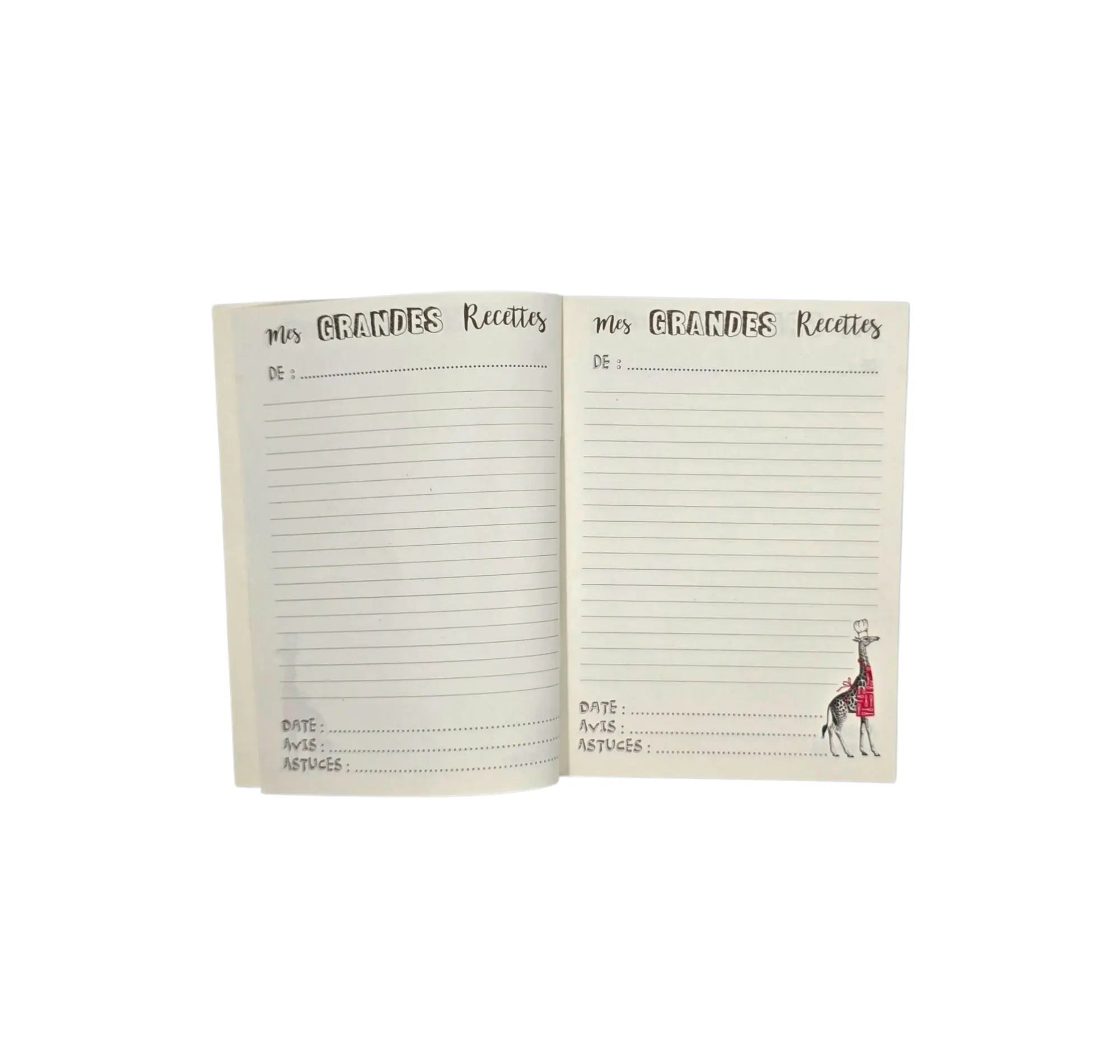 Ref : 0832 Cahier “Mes Grandes Recettes” – Girafe – Format A5