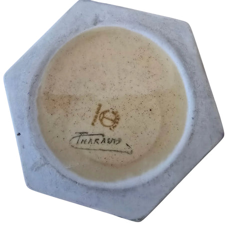 Encrier ancien en céramique octogonale – Décor géométrique  Fin XIXᵉ – début XXᵉ siècle