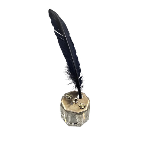 L’Encrier du Hasard Heureux. Encrier Falais en verre facetté et laiton