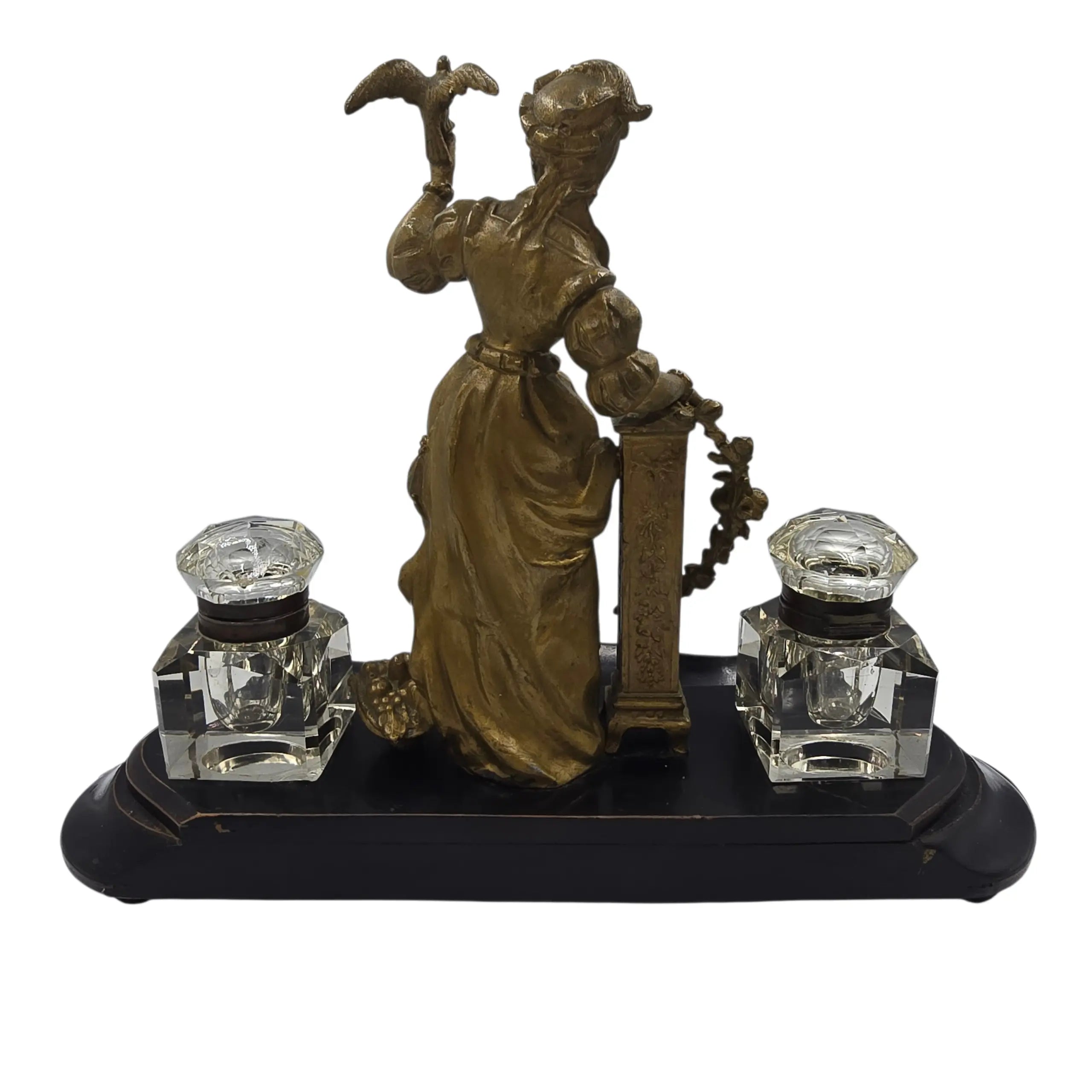 L’Encrier de la Souveraine.  Encrier double de bureau en bronze – fin XIXᵉ / début XXᵉ siècle