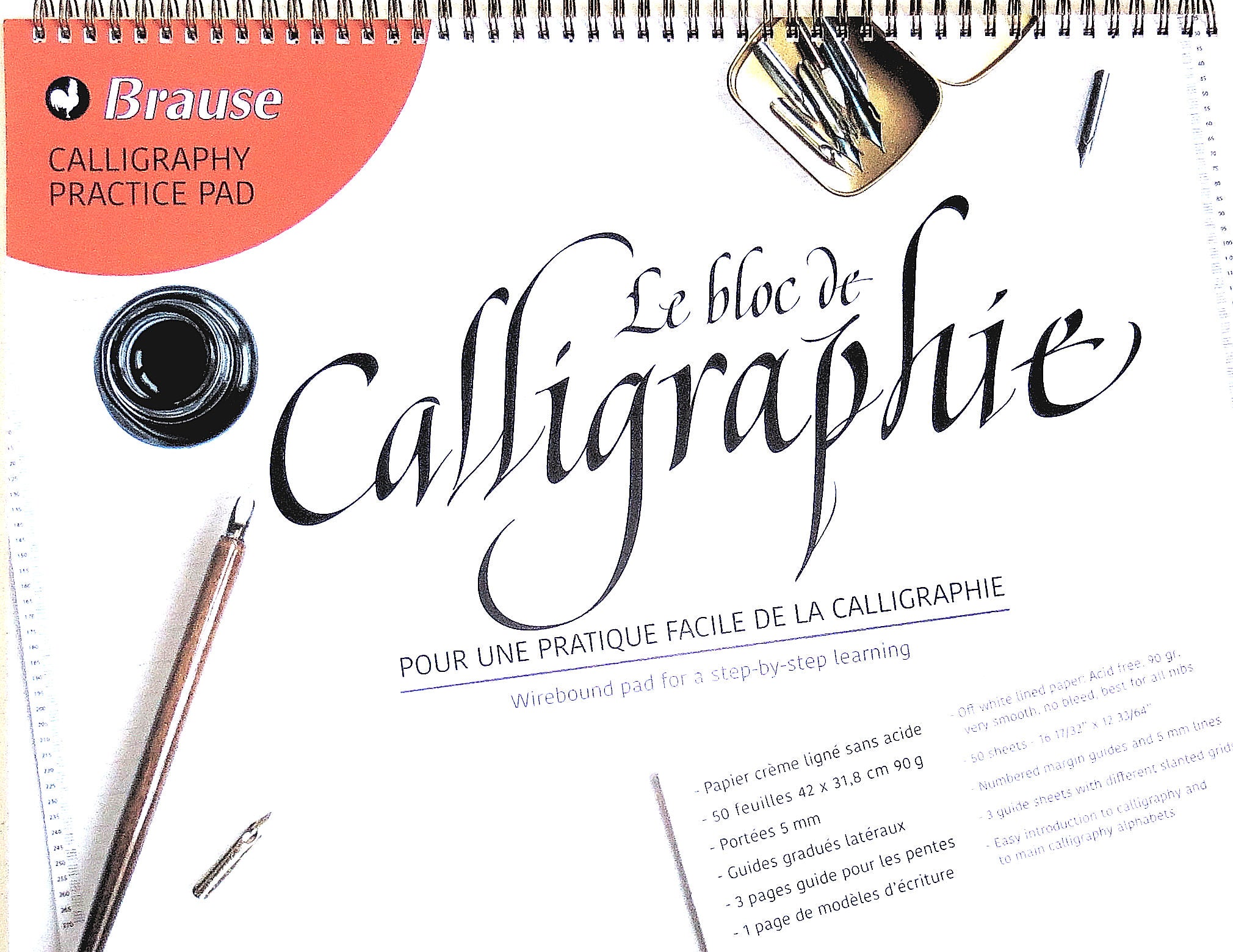 Ref: 1244-3: Bloc d'apprentissage de Calligraphie Brause, format A3