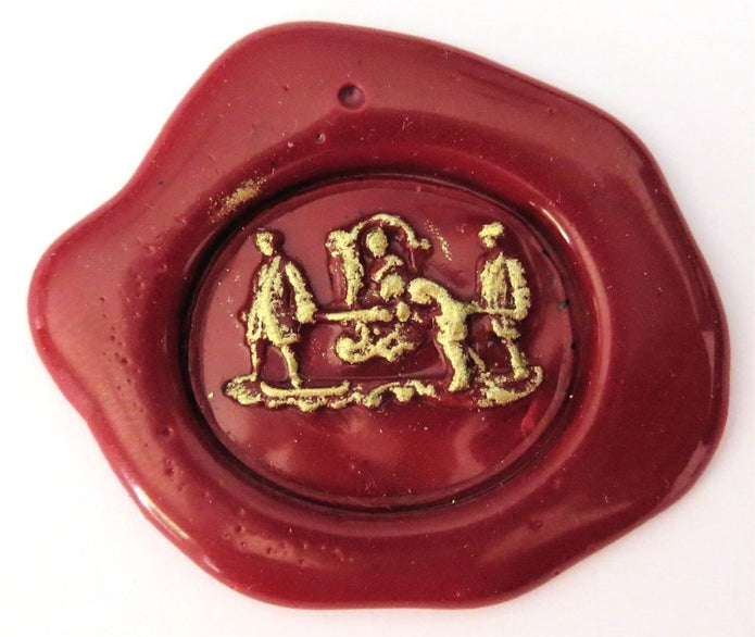 ref: 0006674 Sceau artisanal en étain " Chaise à porteurs "