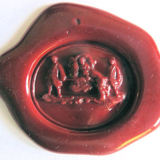 ref: 0006674 Sceau artisanal en étain " Chaise à porteurs "