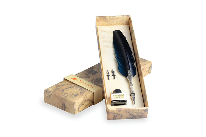 ref : 1313 Coffret " Plume d'oie avec parement Classique et encre "