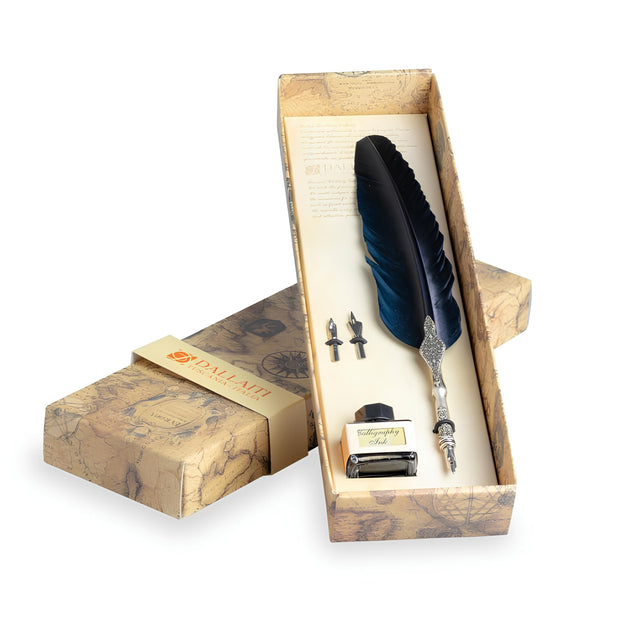 ref : 1313 Coffret " Plume d'oie avec parement Classique et encre "
