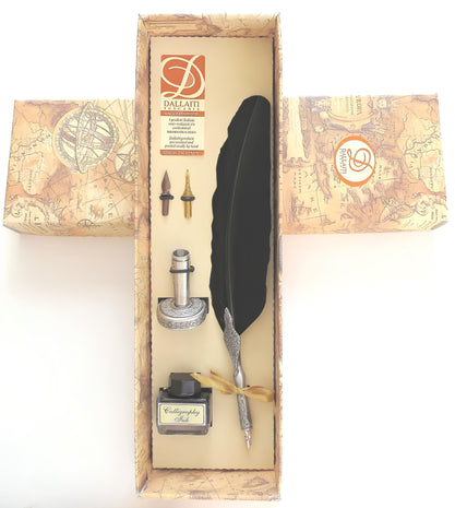 Ref : 1253 Coffret "Plume d'oie avec parement, encre et support"