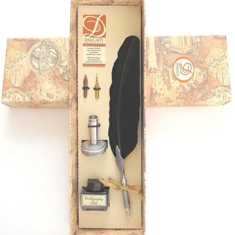 Ref : 1253 Coffret "Plume d'oie avec parement, encre et support"