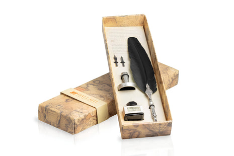 Ref : 1253 Coffret "Plume d'oie avec parement, encre et support"