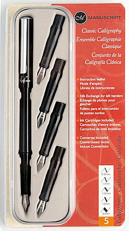 Ref: 0002437-7: Coffret de Calligraphie "Manuscript" 5 embouts, pour Droitiers