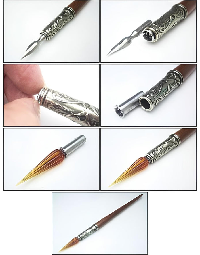 ref: 171 Porte-plume en verre de Murano "Argento" avec plume de cristal