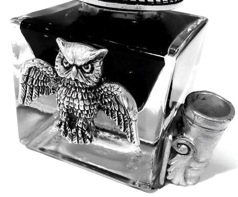 Ref: 0000466-4 Encrier Cube " Chouette "avec bouchon chouette
