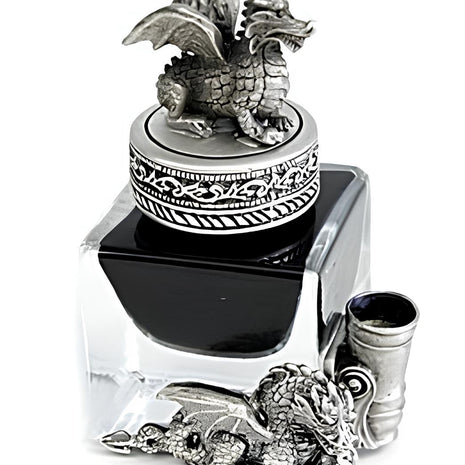 Ref: 0000466 Cube "Dragon" inkwell with dragon cap 
