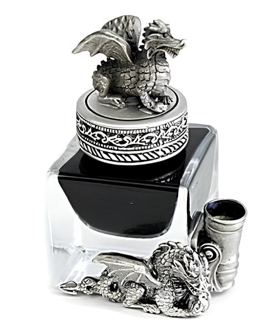 0000466 Encrier Cube " Dragon " avec bouchon dragon