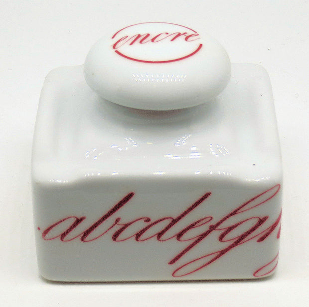 ref: 0014125: Encrier Porcelaine calligraphié