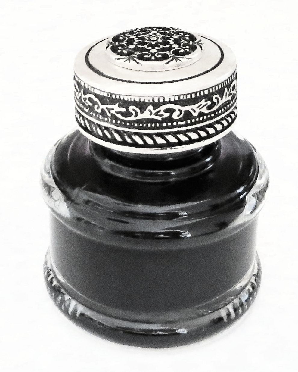 Ref: 1572: Round inkwell with decorated stopper
