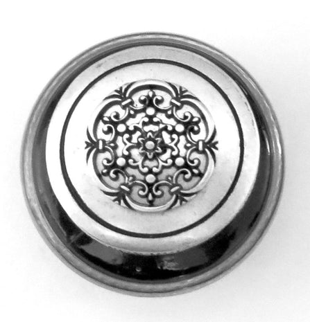 Ref: 1572: Encrier rond avec bouchon décoré