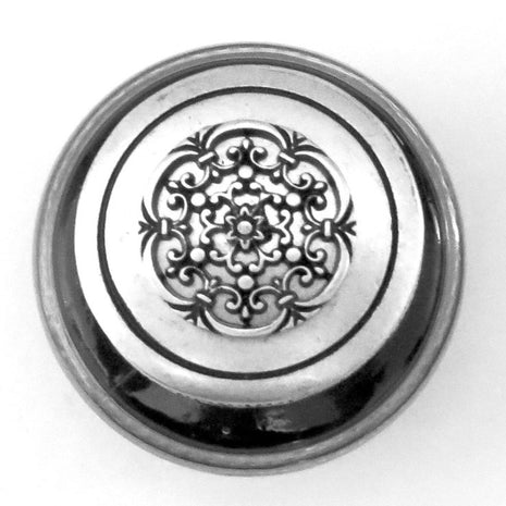 Ref: 1572: Encrier rond avec bouchon décoré