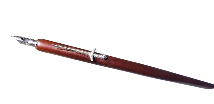Ref : 0012612 Porte-plume en bois avec motif métallique