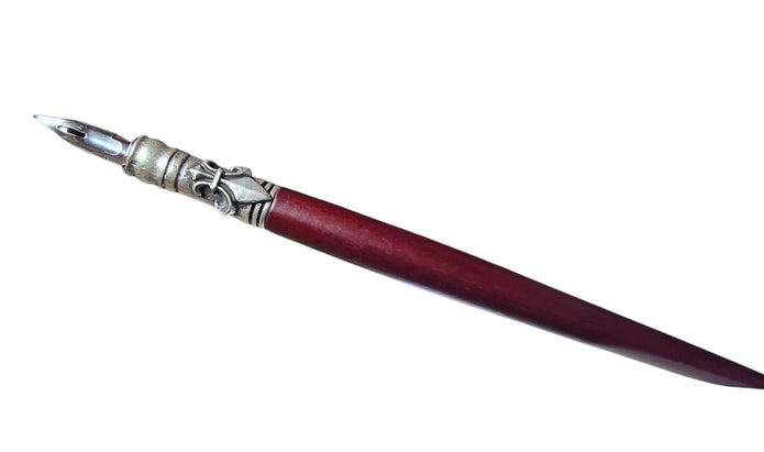 Ref : 0012612 Porte-plume en bois avec motif métallique