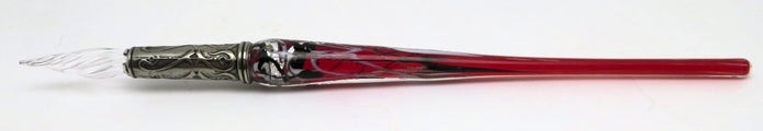 ref: 171 Porte-plume en verre de Murano "Argento" avec plume de cristal